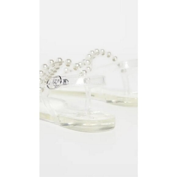 💕STUART WEITZMAN💕 Goldie Jelly Sandal Thong ~ Clear Pearl Embellishments 12 - Picture 5 of 15